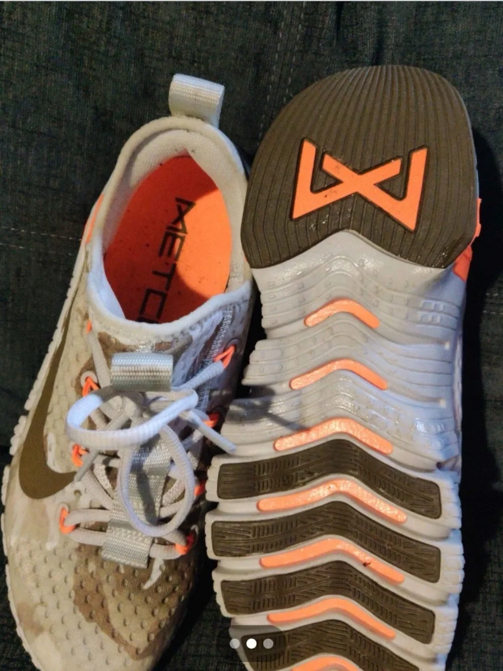 Nike Kids Beige Camo Sneakers with Orange Accents